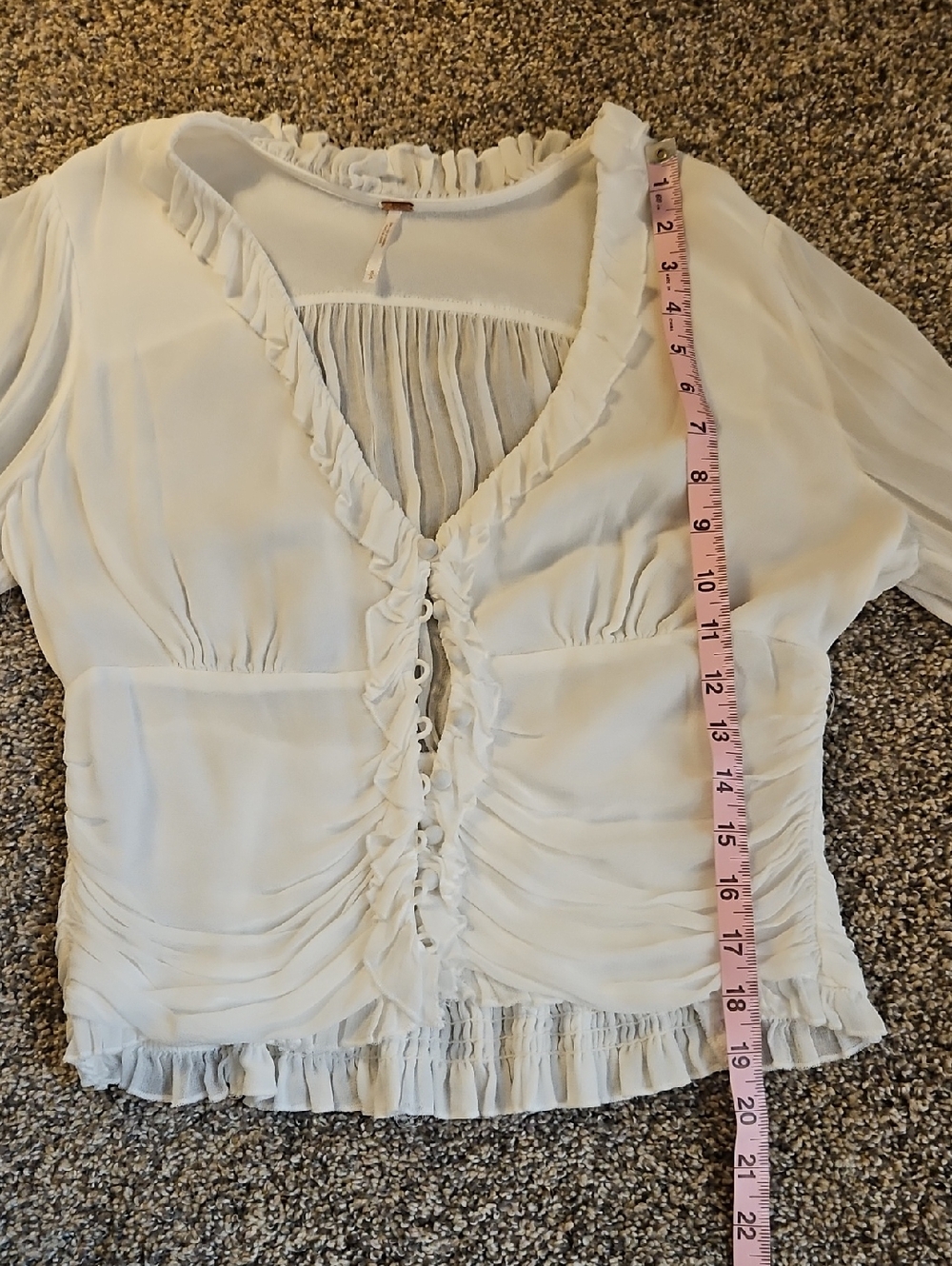 Free People Sheer Ruffle Button-Front Top - Picture 7 of 9